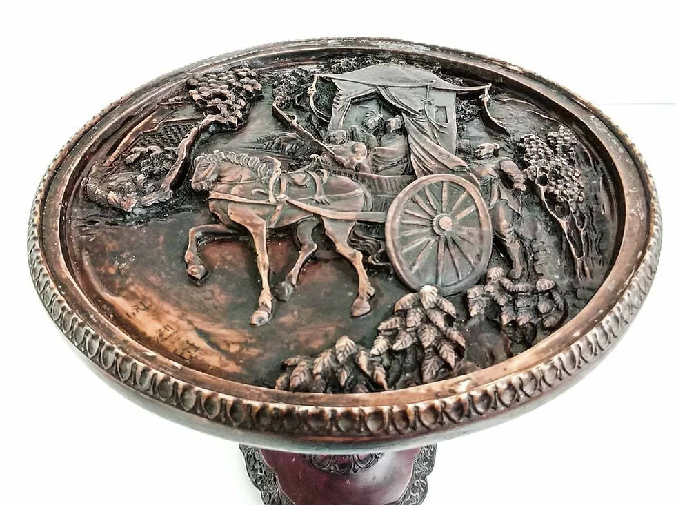 Küçük resim: At Arabası Gravürlü Vintage Sehpa