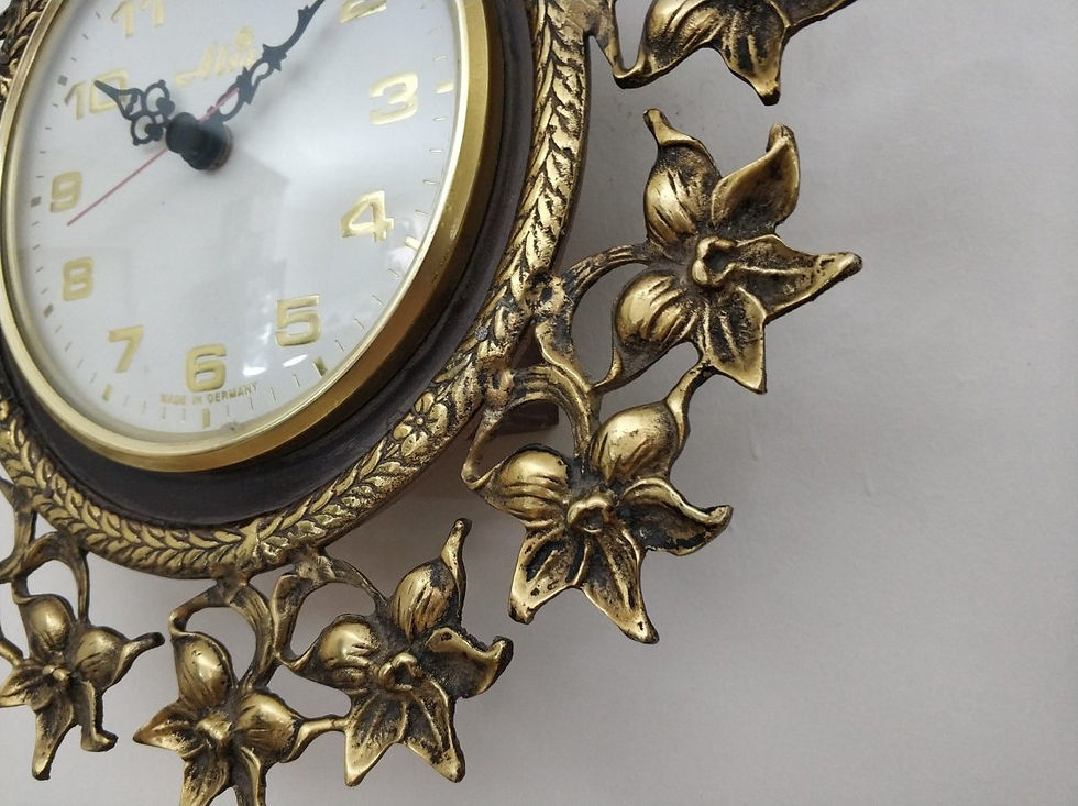 Küçük resim: Tamamı Pirinçten Ahşap KAsa Vintage Duvar Saati