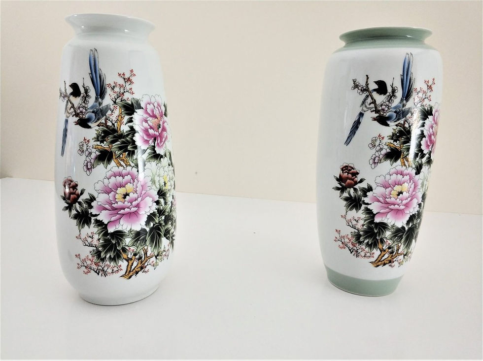 Küçük resim: Kore Üretimi El Yapımı Porselen Boyama Dekoratif Vazo Takımı