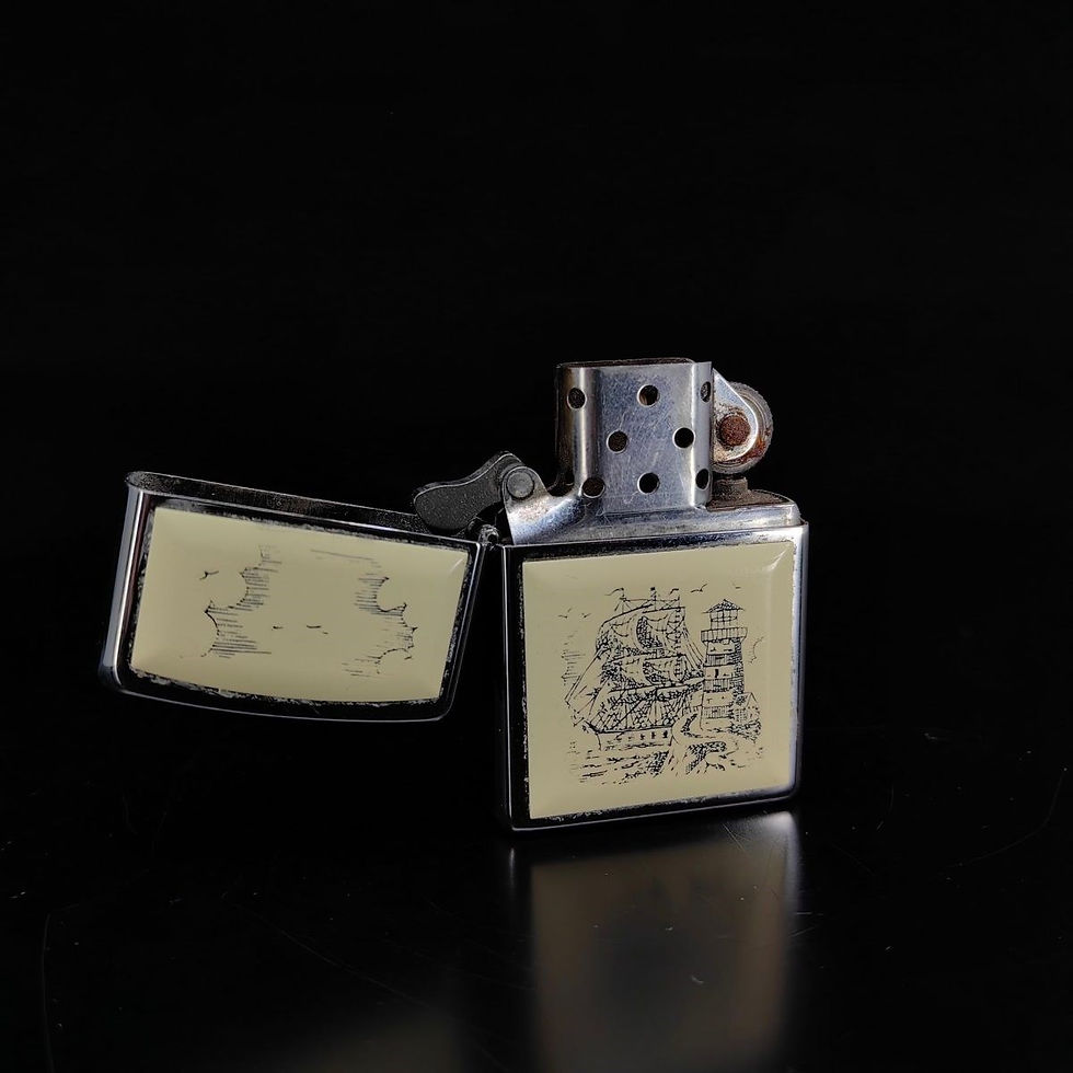 Küçük resim: Orijinal Scrimshaw Design Deniz feneri ve Gemi Kemik Zippo