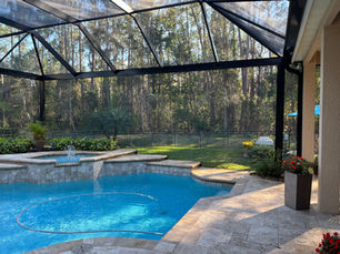 Clean and well-maintained Florida pool enclosure with clear screen panels