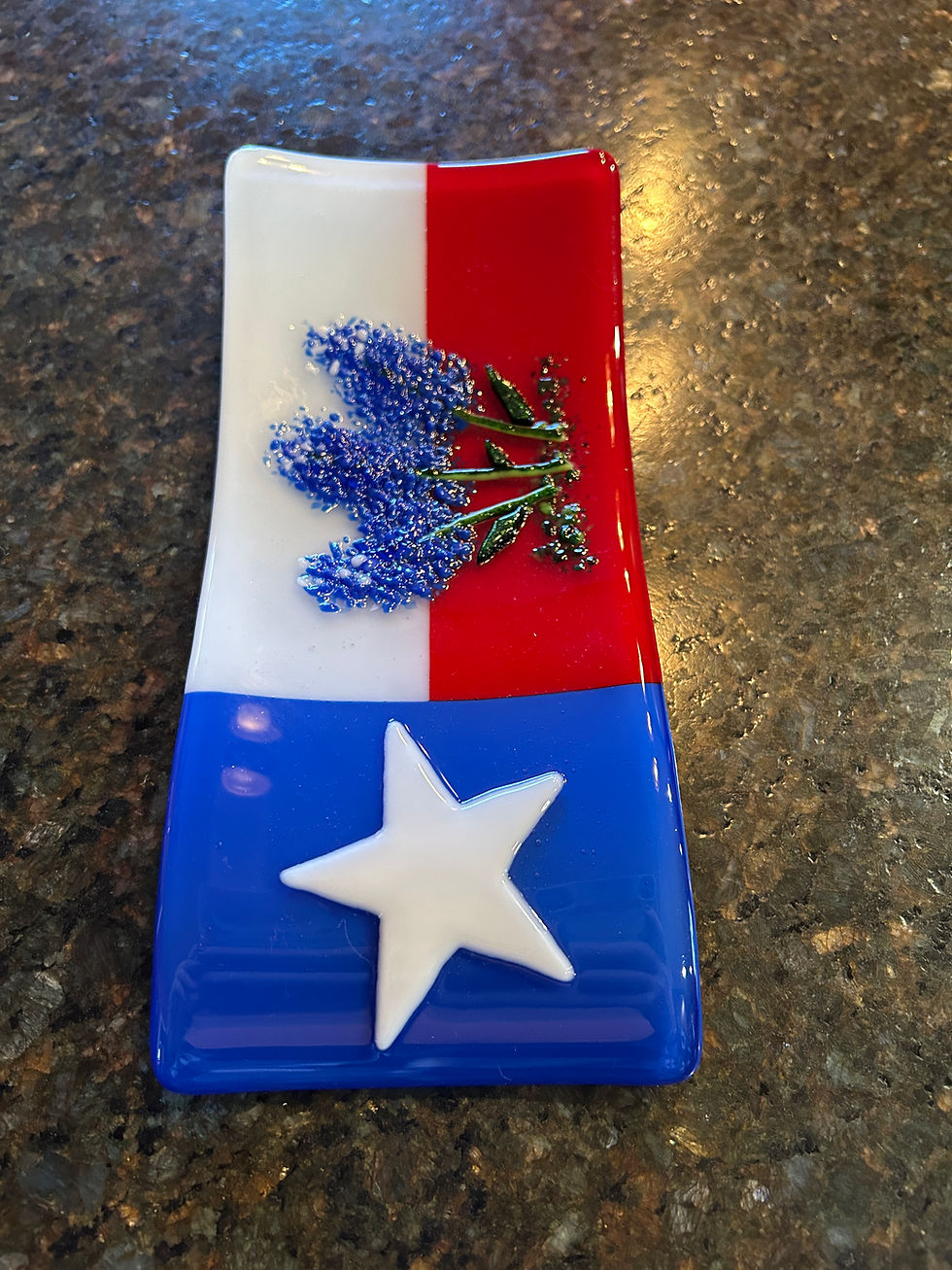 Thumbnail: Texas Flag with 3 Bluebonnets Spoon Rest