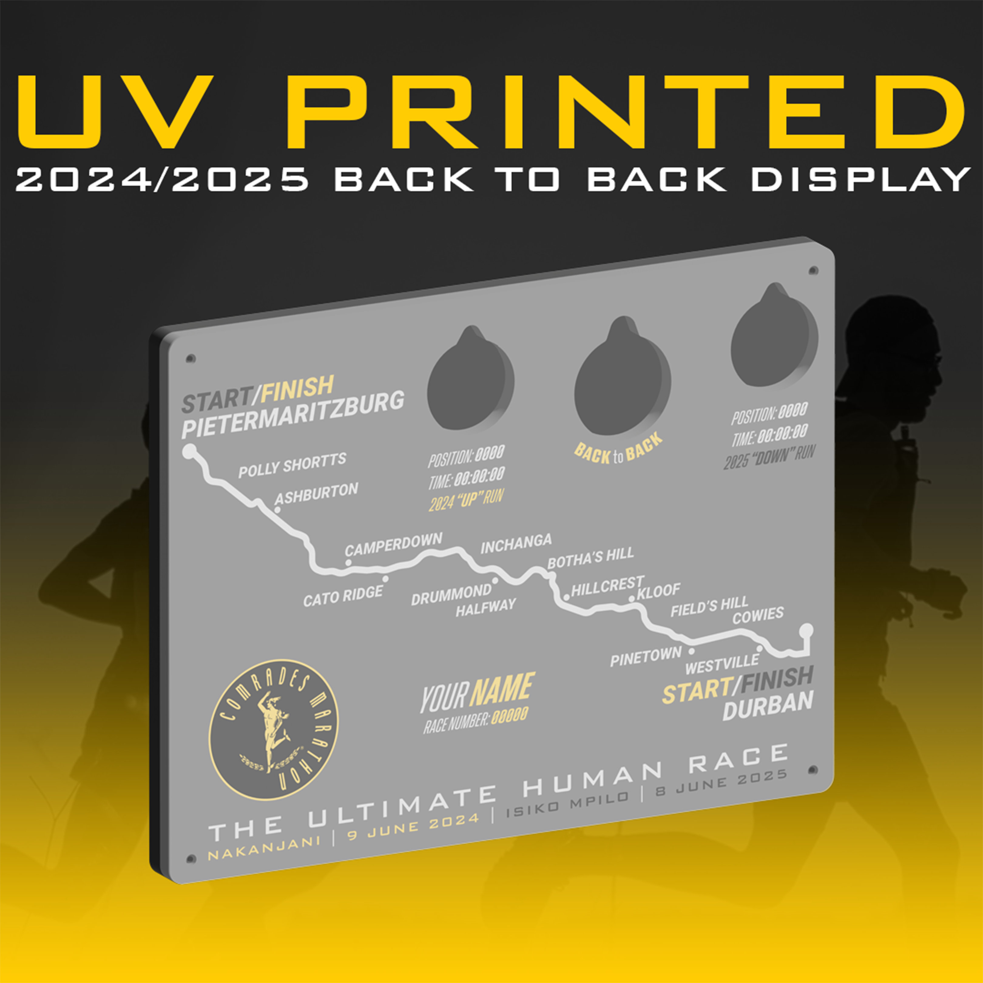 2024/2025 Official Back To Back Comrades Marathon Medal Display
