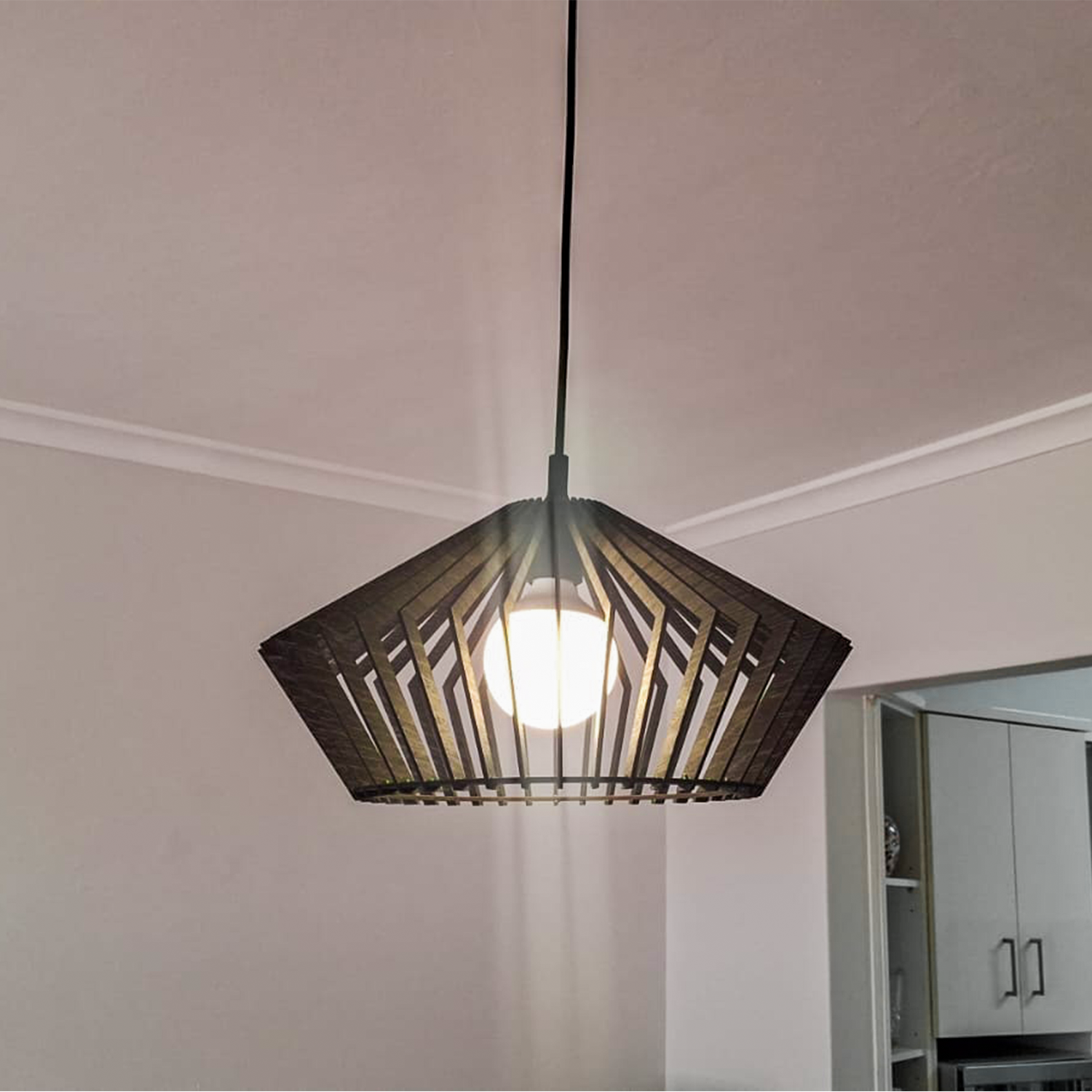 Black Oak Veneer MDF Hanging Lampshade