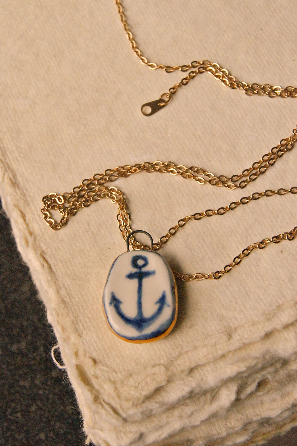 Thumbnail: Anchor Porcelain Pendant with Gold Lustre