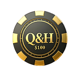 QB Black and gold Casino poker chip with Q, &, H, in the middle, $100 at the bottom 583160