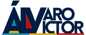 Logotipo colorido "ÁVARO VICTOR" com letras maiúsculas assimétricas em azul, vermelho e amarelo.