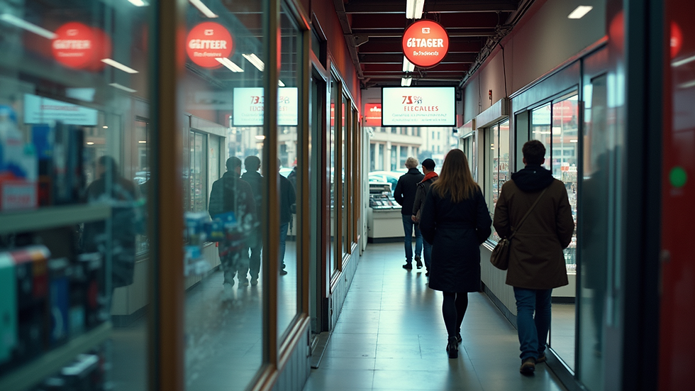 Eye-level view of a busy electronics shop in Zieglergasse