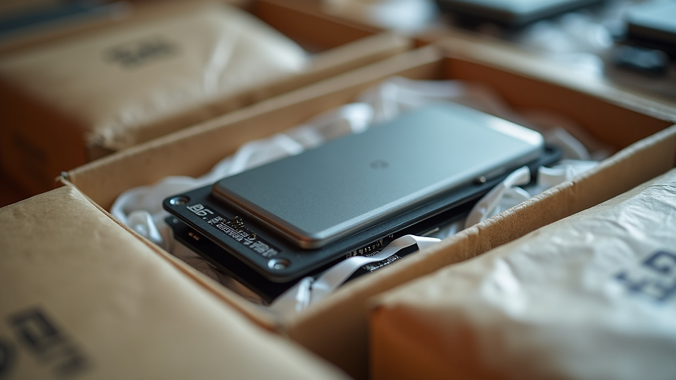 Close-up view of a well-packaged electronic device ready for shipment