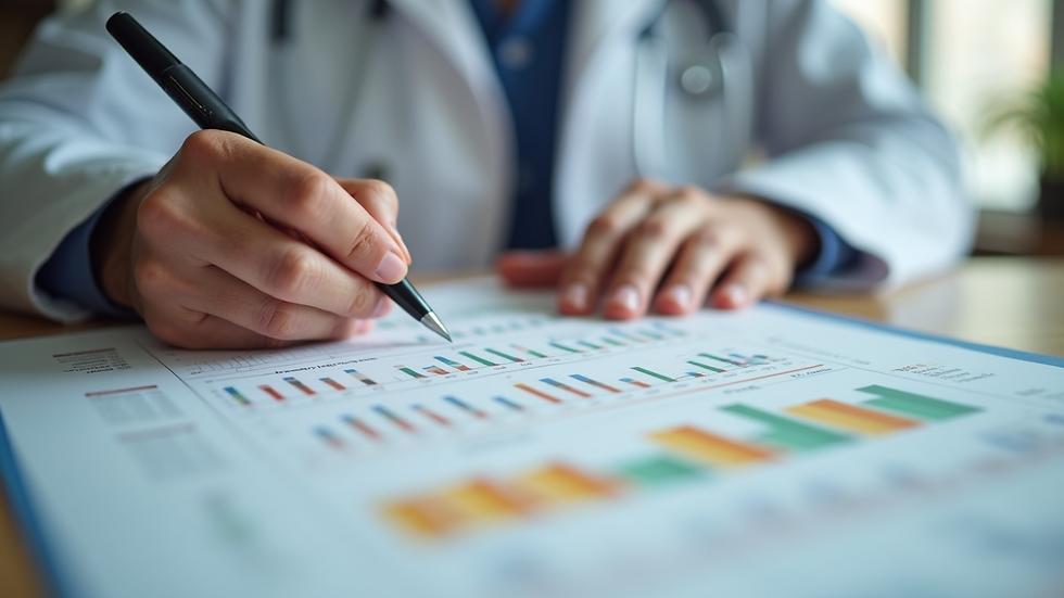 Close-up of a nutritionist planning a diet chart