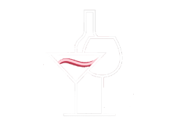 Outline of wine bottle, wine glass, martini glass