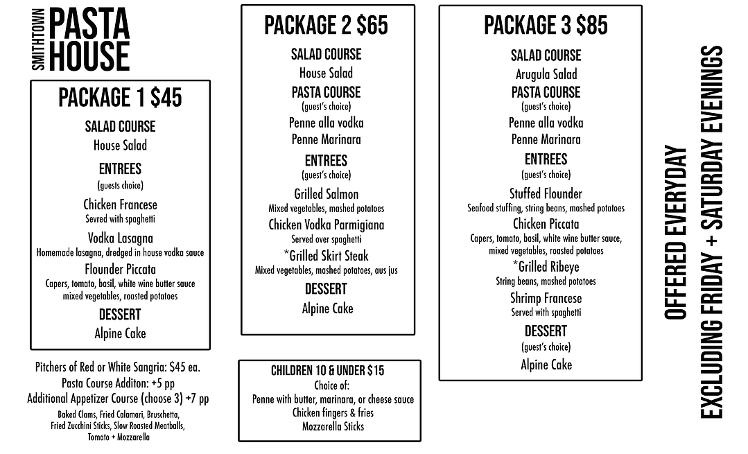 Catering Menus Smithtown PastaHouse