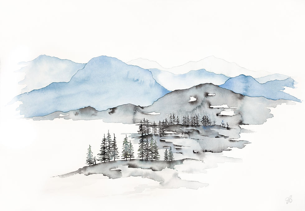 Thumbnail: A Mountain View Watercolor Coffee Mug