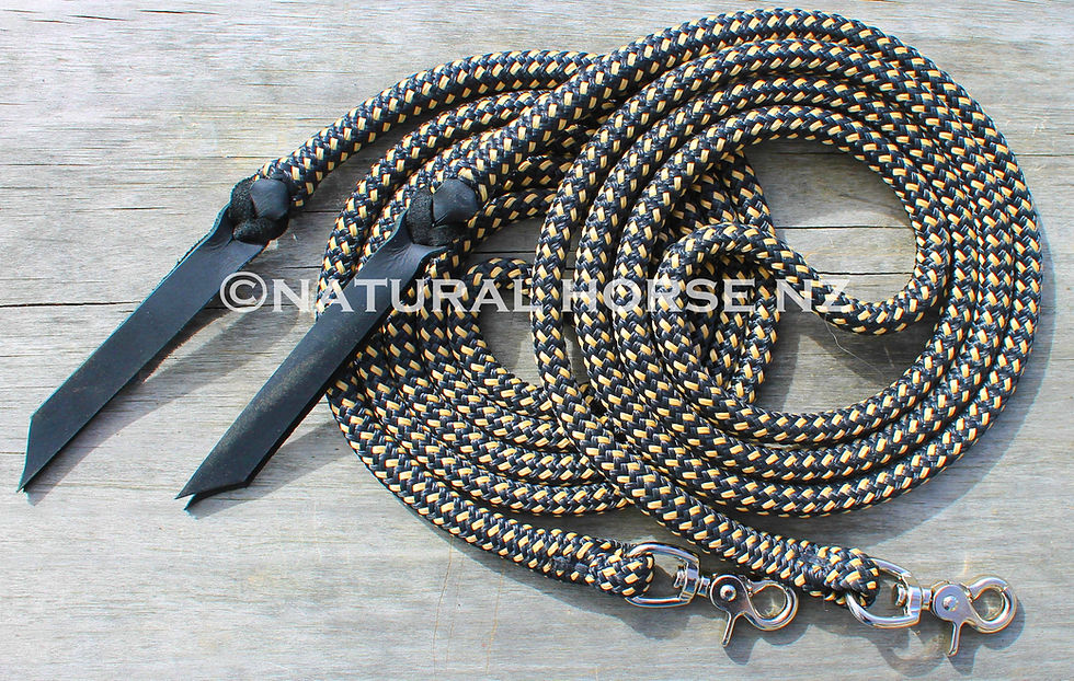 Thumbnail: Groundwork + Riding Halter + Mediumweight Split Western Rope Reins-Ideal For Ground Work and Riding-Made In New Zealand