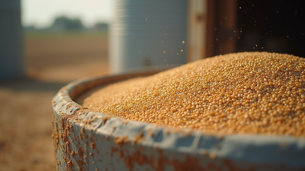 Close-up view of a grain bin with hot rubberized sealant applied