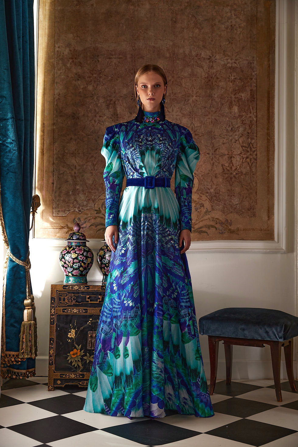 BLUE FEATHER DRESS