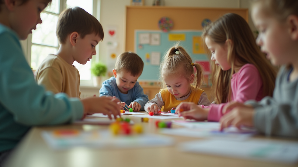 Eye-level view of a community center with children participating in activities