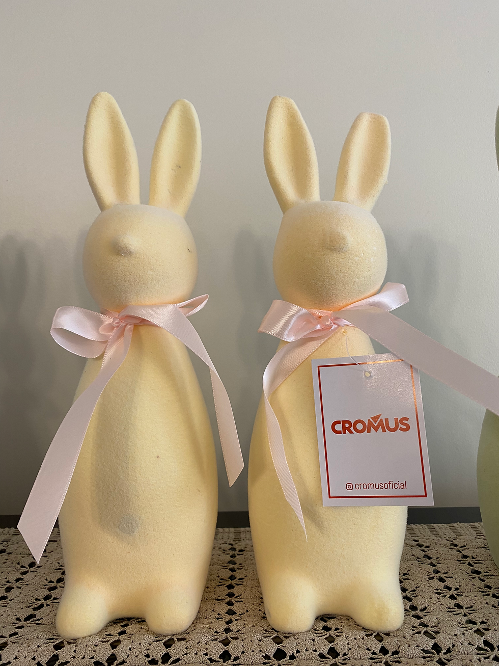 Miniatura: Coelho decorativo flocado