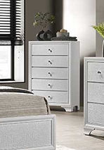 Silver chest of drawers with five drawers