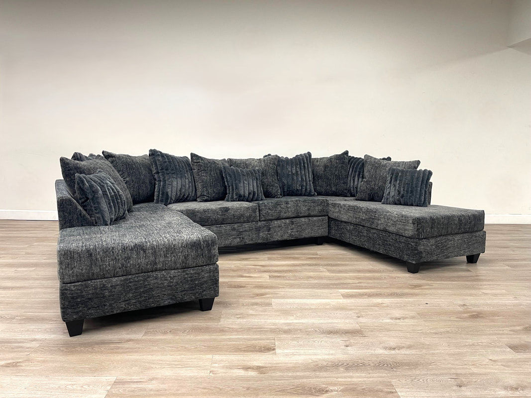 Dark gray fabric L-shaped sectional sofa