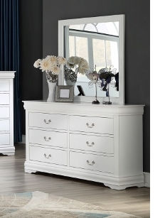 White seven-drawer dresser with mirror