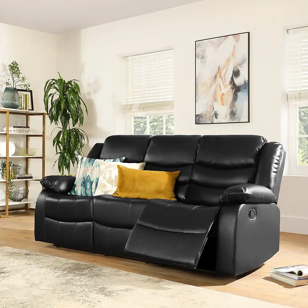 Black leather recliner sofa
