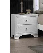 White two-drawer nightstand