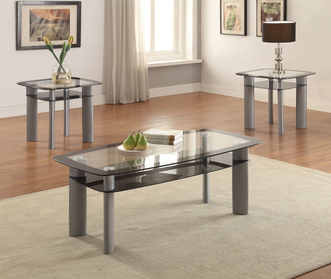 Modern glass coffee table set with end tables