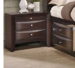 Dark brown three-drawer nightstand