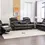 Thumbnail: Brown leather reclining sofa set