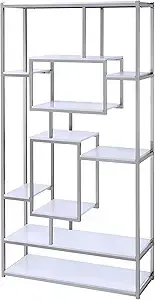 Modern white and silver shelving unit