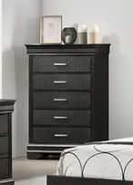 Black five-drawer chest