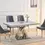 Thumbnail: White marble dining table with six chairs