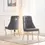 Thumbnail: Two gray velvet dining chairs with silver legs