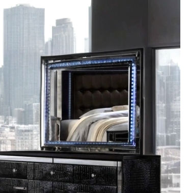 LED-lit black dresser mirror