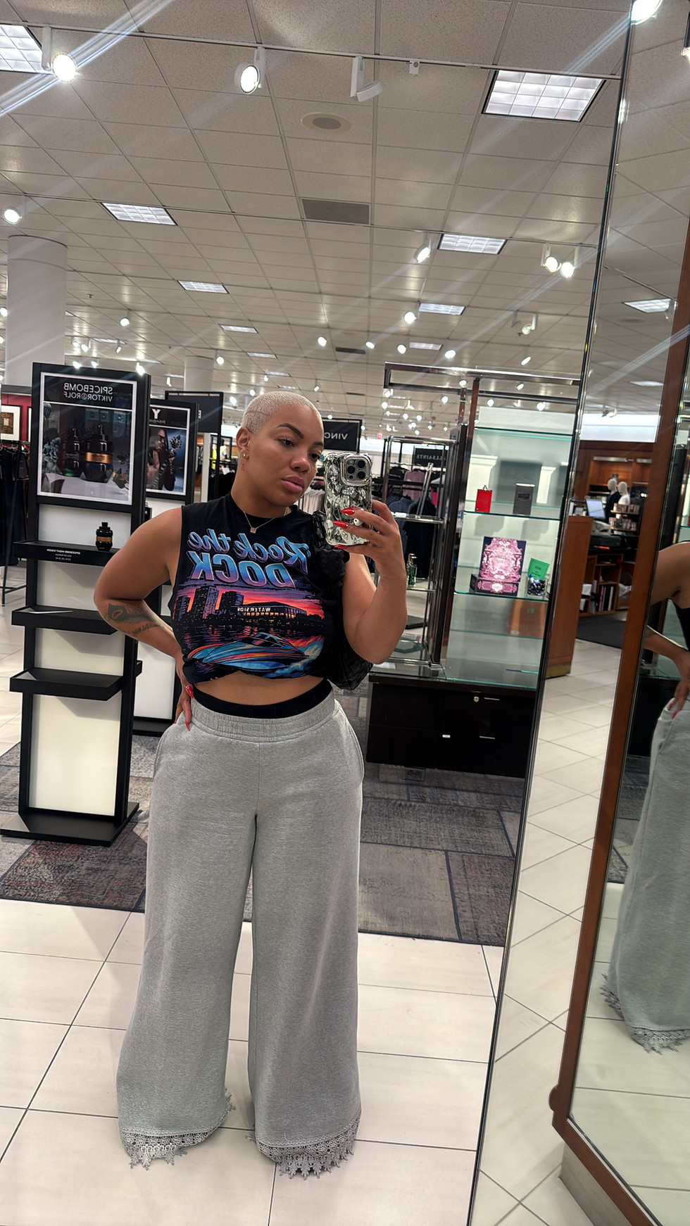 Thumbnail: Lace Wide Leg Sweat Pant