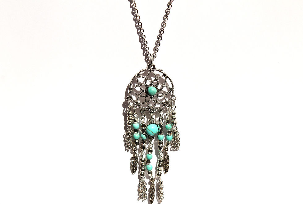 Dreamcatcher Necklace w Turquoise Gemstones