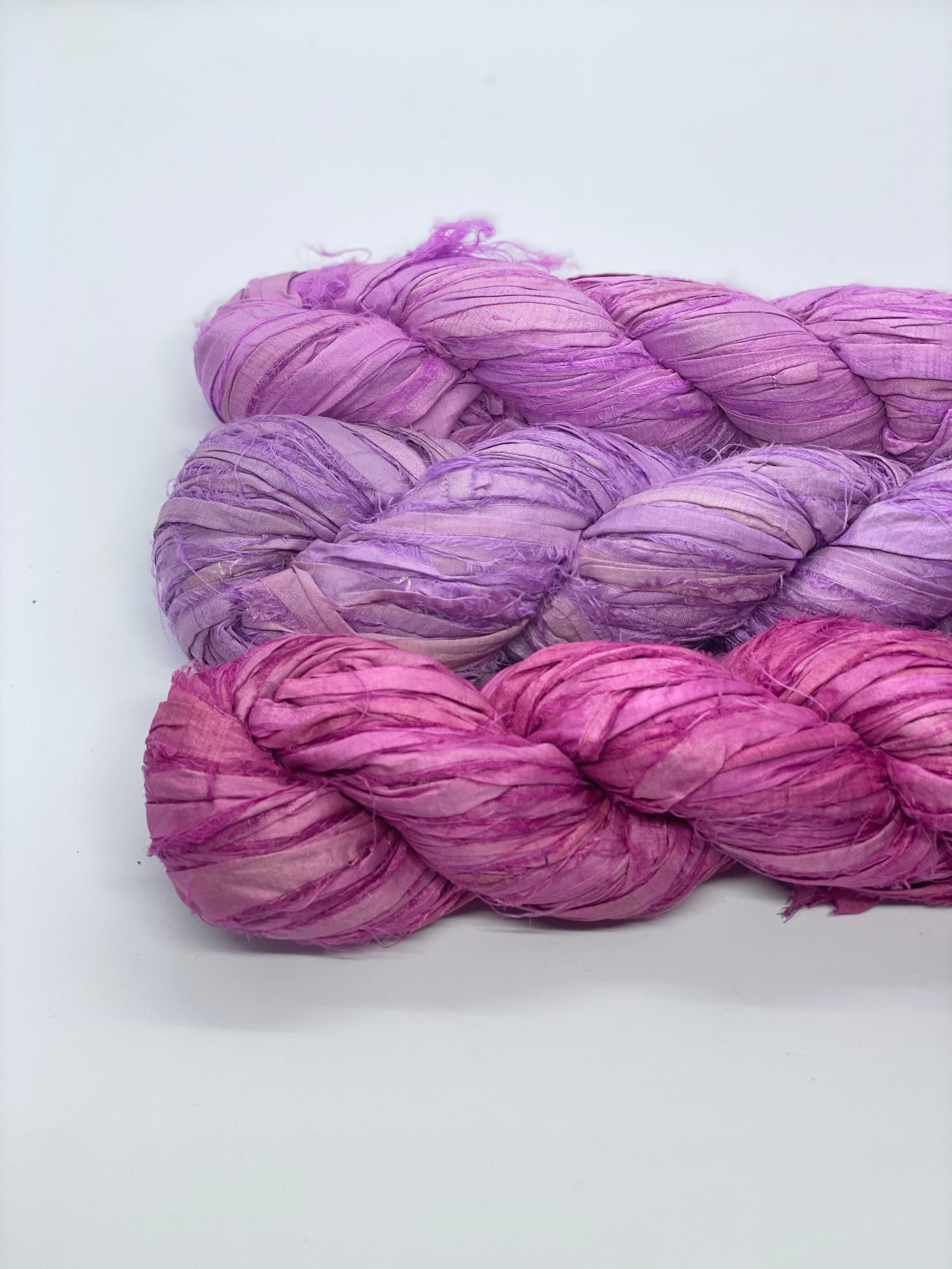 Pink & Purple Silk Saree Ribbons