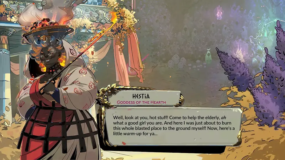 Hestia grants me a fire attack which burns enemies after they've been whacked