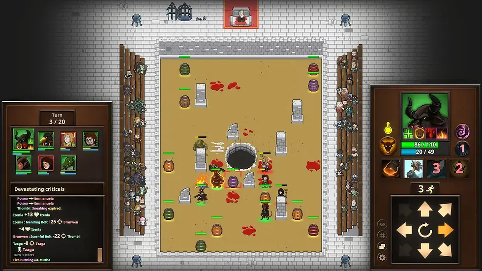 The red circles blend in with all the blood or hide behind objects. Also the numpad does not trigger the movement arrows.