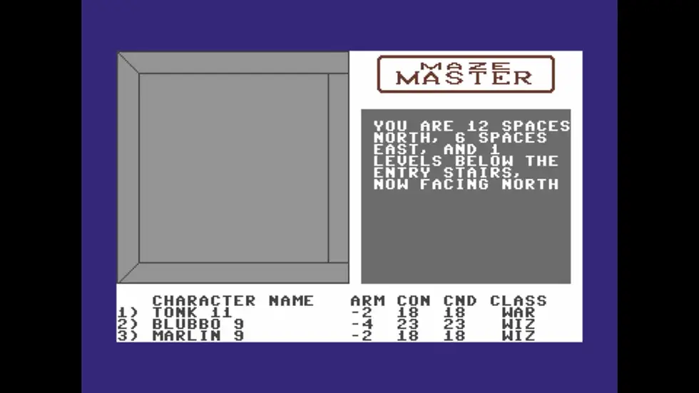 Entering level 2 gives the player a glorious cinematic experience of having their face against a wall.  A quick Orient spell ensures there's no shenanigans going on with transitioning down the stairwell.