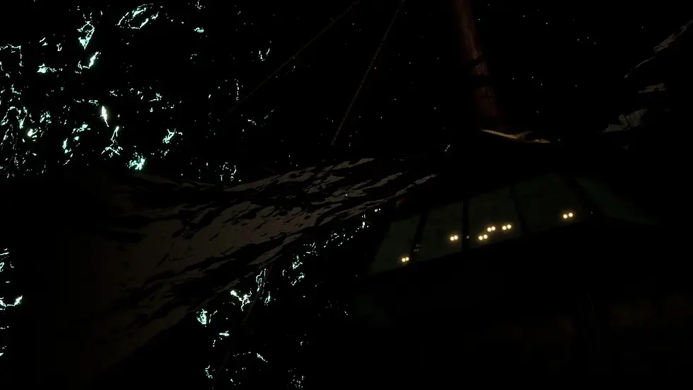 The ship is shattered in half, it is doomed to drift forever.