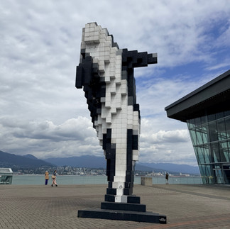 The digital orca statue in Vancouver