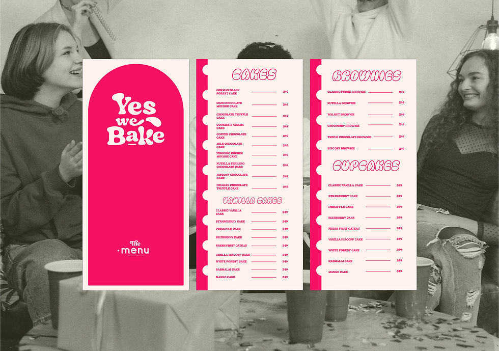pink cake menu Deisgn