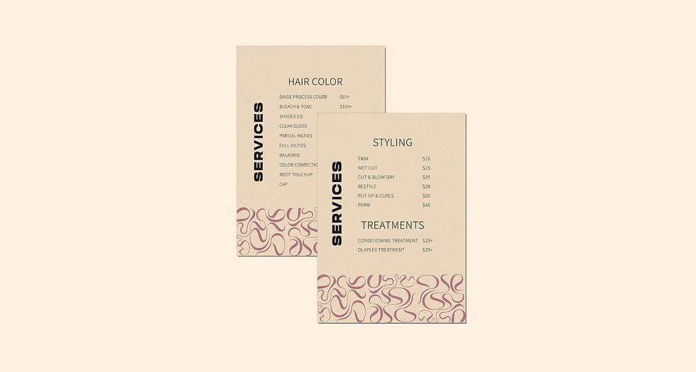hair salon service card design