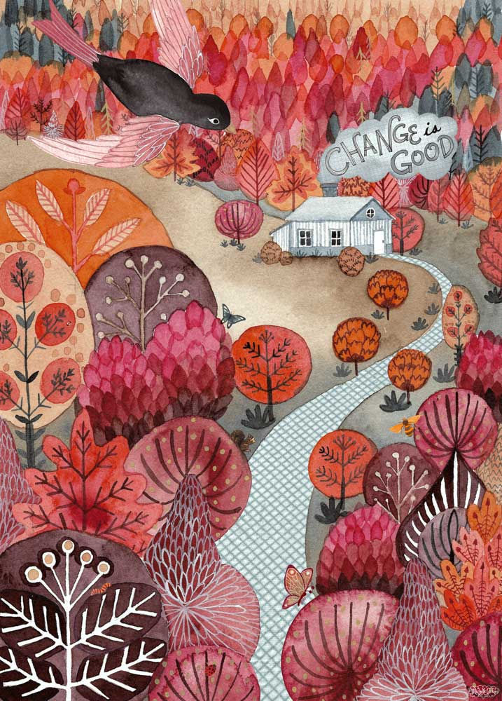 autumn trees and a house