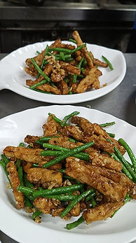 jing long bedok deep fried brinjal with french bean