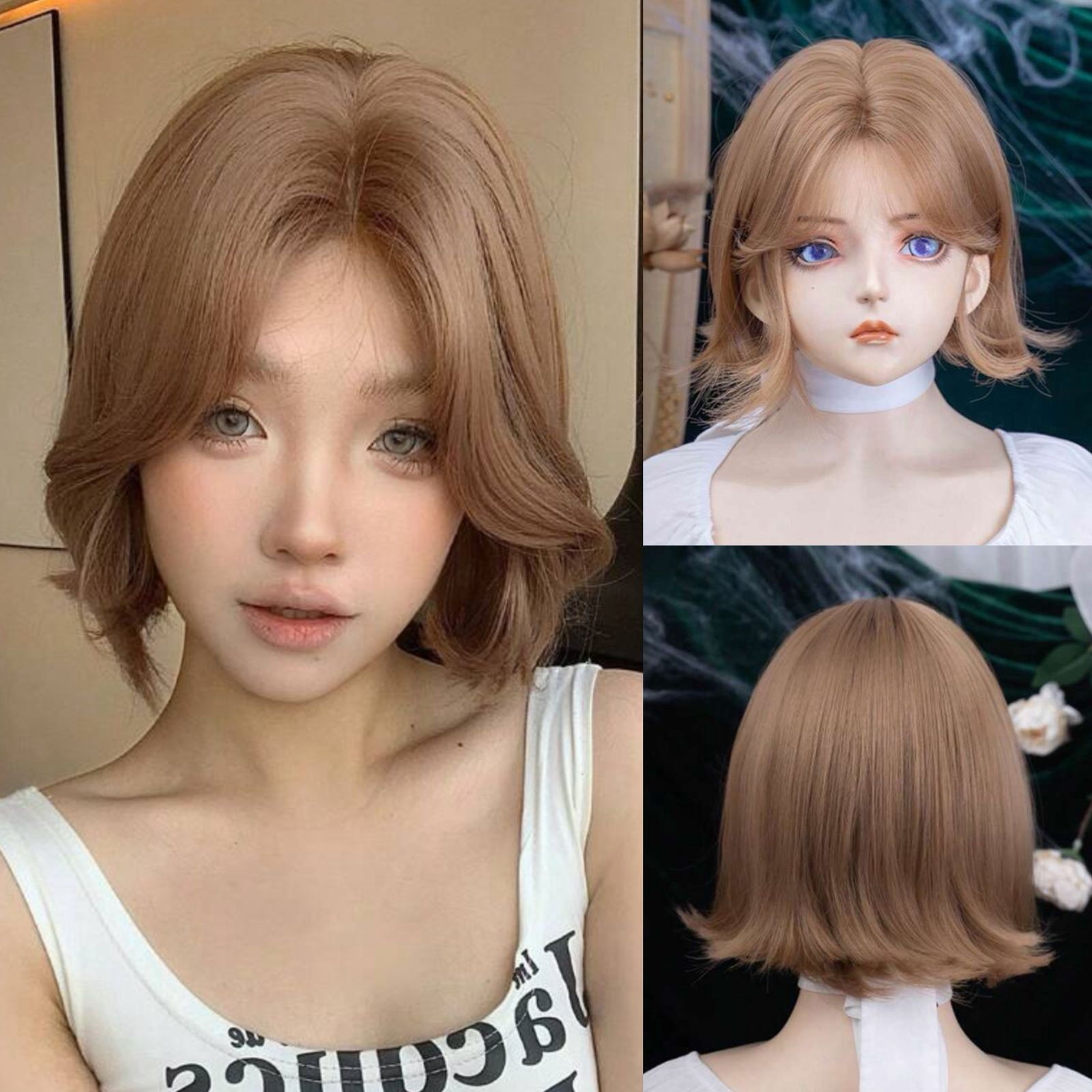 Peluca óxido marrón corta lacia