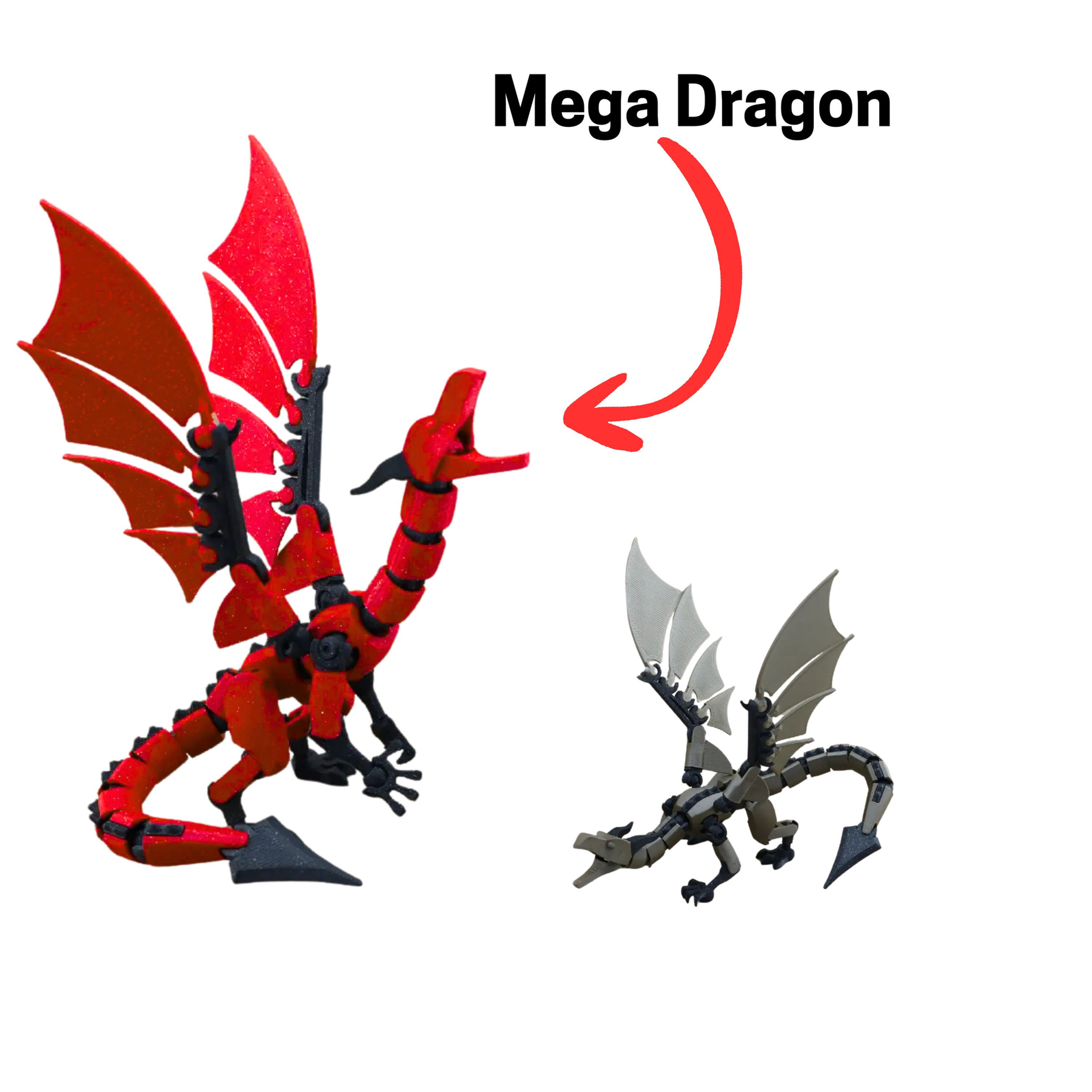 Mighty Miniatures Red Mega Dragon Action Figure Side View