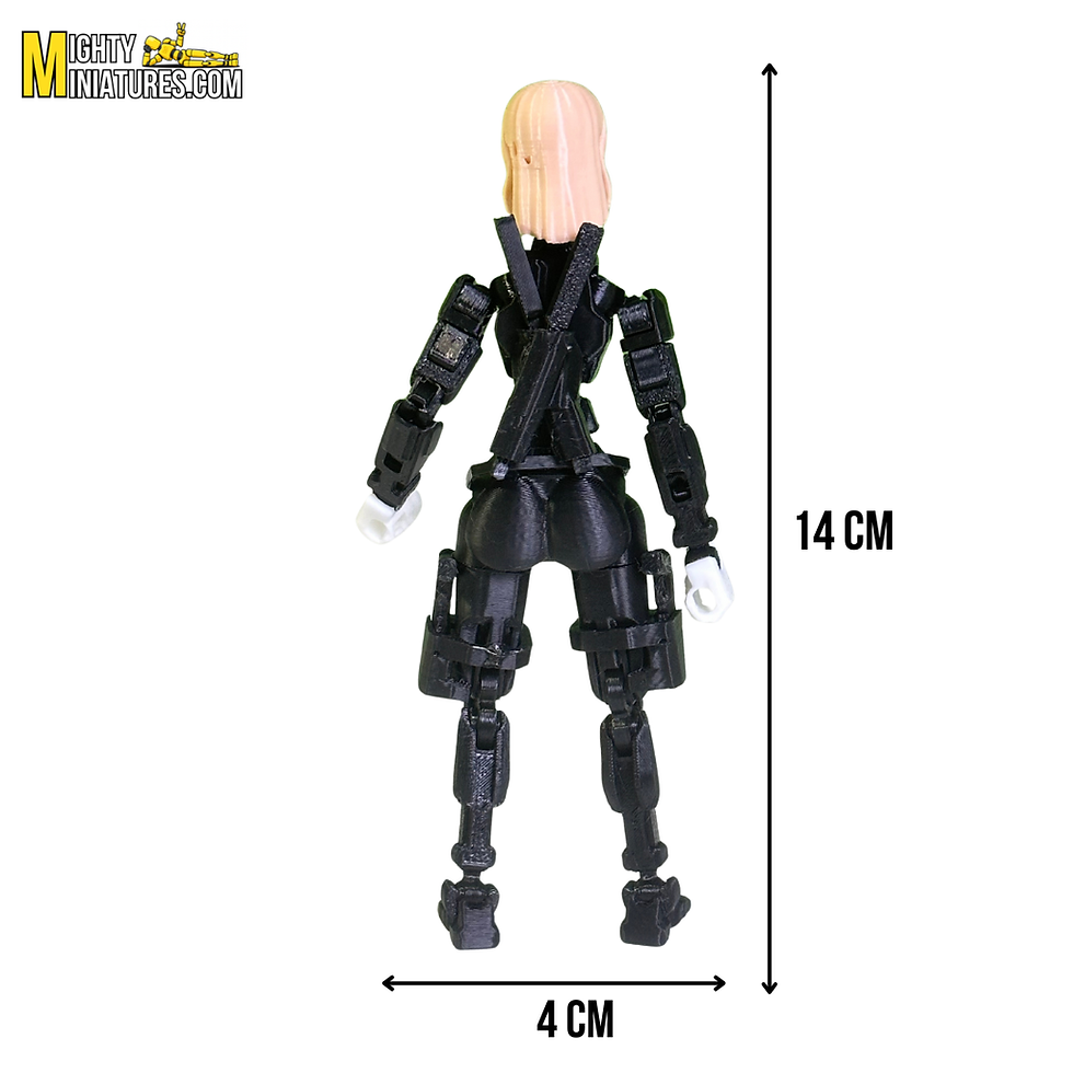 Thumbnail: Mighty Miniature Shadow Widow Action Figure back dimension view